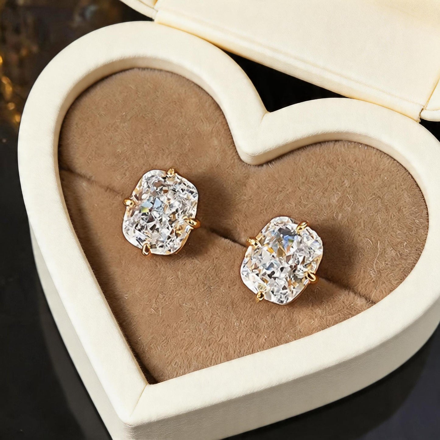 Fashion Pillow-shaped Cut Zircon Light Luxury Commuter Temperament Stud Earrings