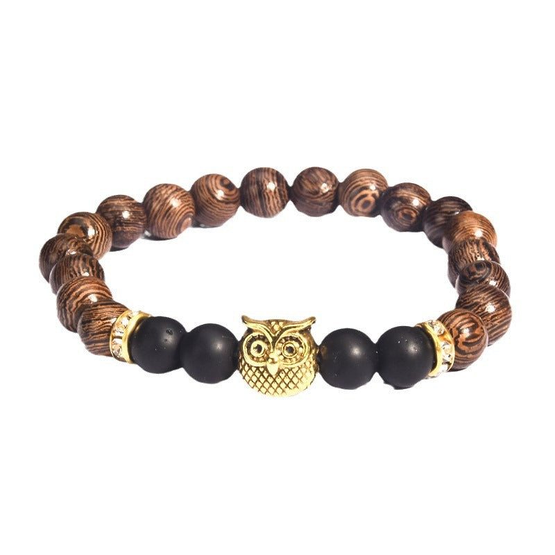 Women's & Men's Wooden Bead Owl Graceful Personality Elastic Bracelets