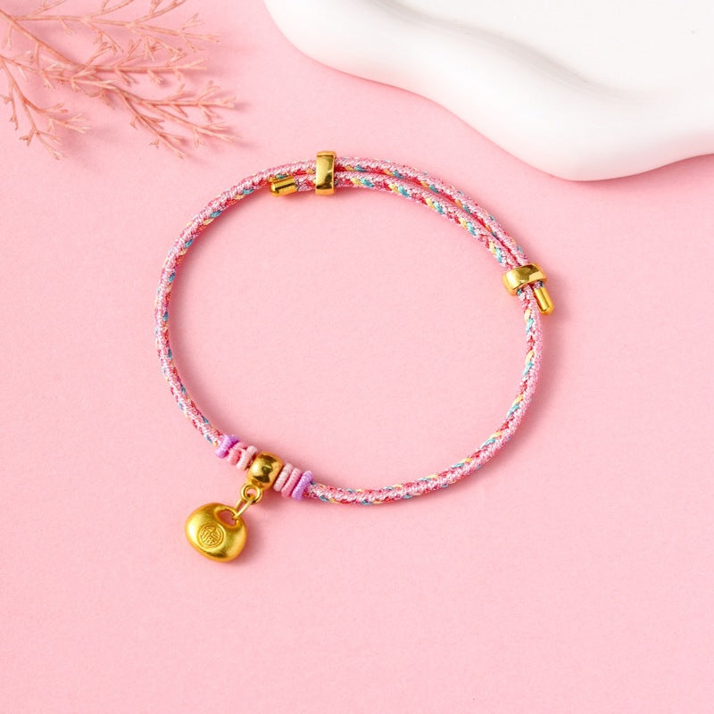 Children's Colorful Braided Rope Wrist String Safe Red Bracelet