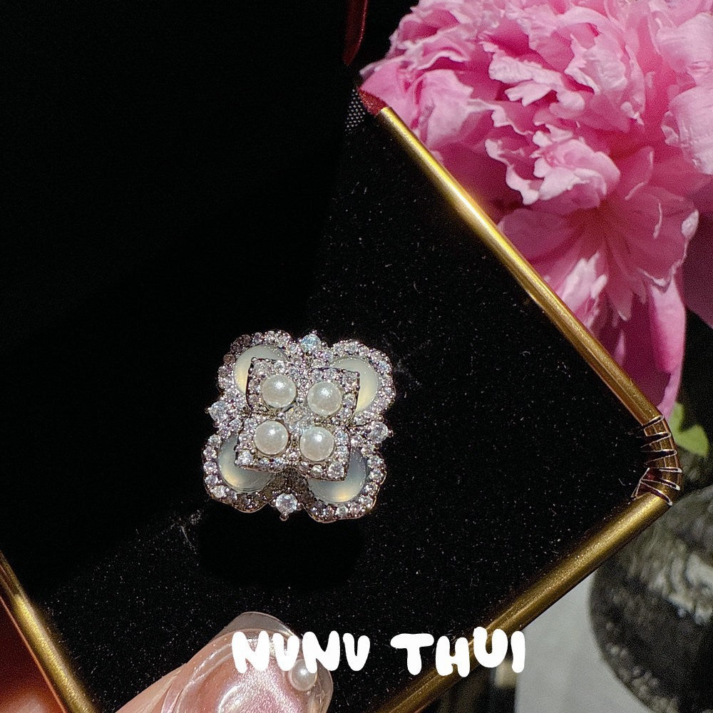 Crystal Sunflower Gem Starry Sky Dome Earrings