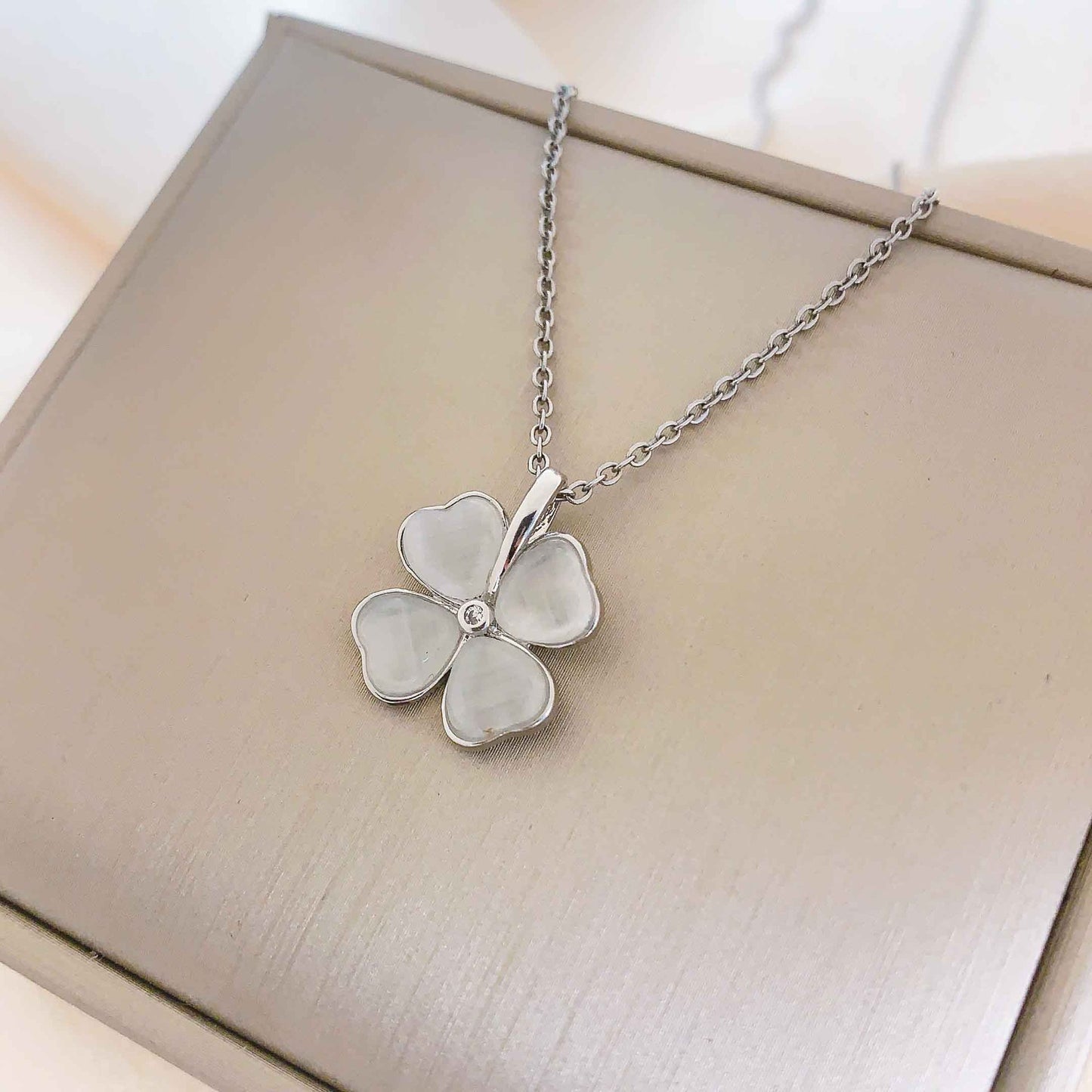 Women's Clover Cat Eye Titanium Steel Simple Necklaces