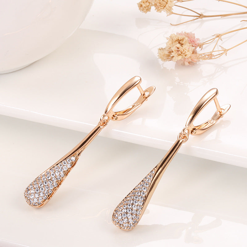 Women's Popular Zircon Fashionable Elegant Simple Design Crystal Stud Earrings