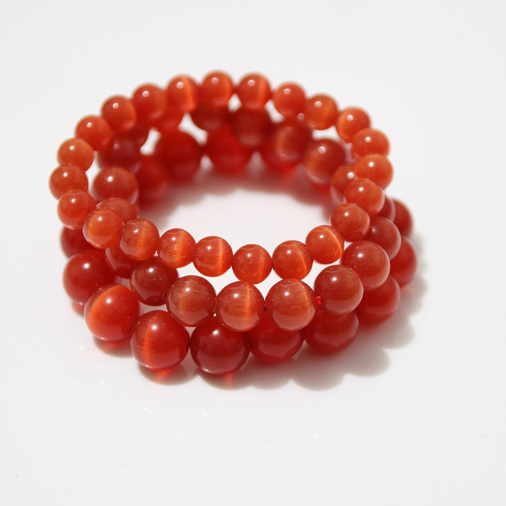 Women's Natural Pink Crystal Agate Tiger Eye Bracelet
