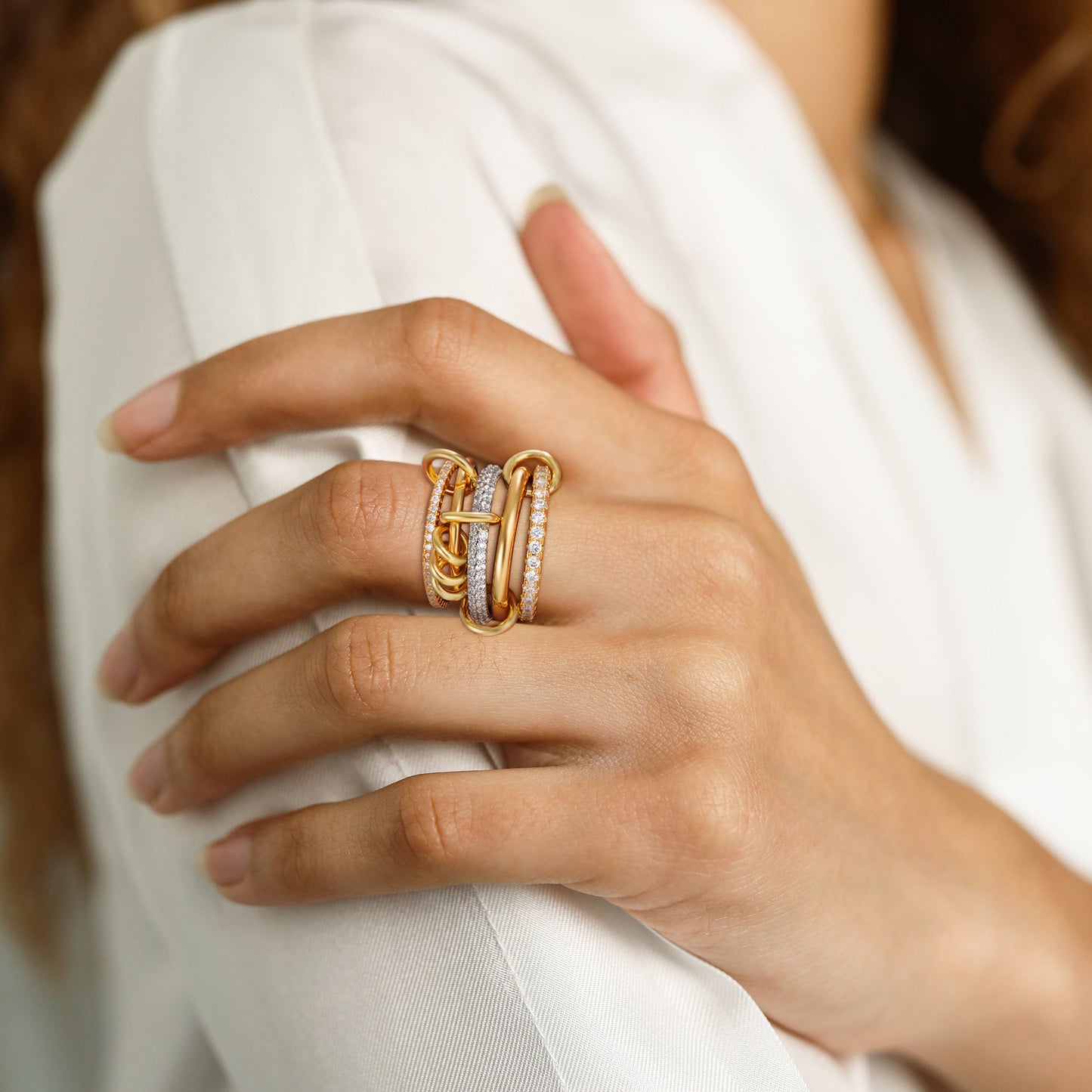 Gold Color Matching Zircon Versatile Creative Rings