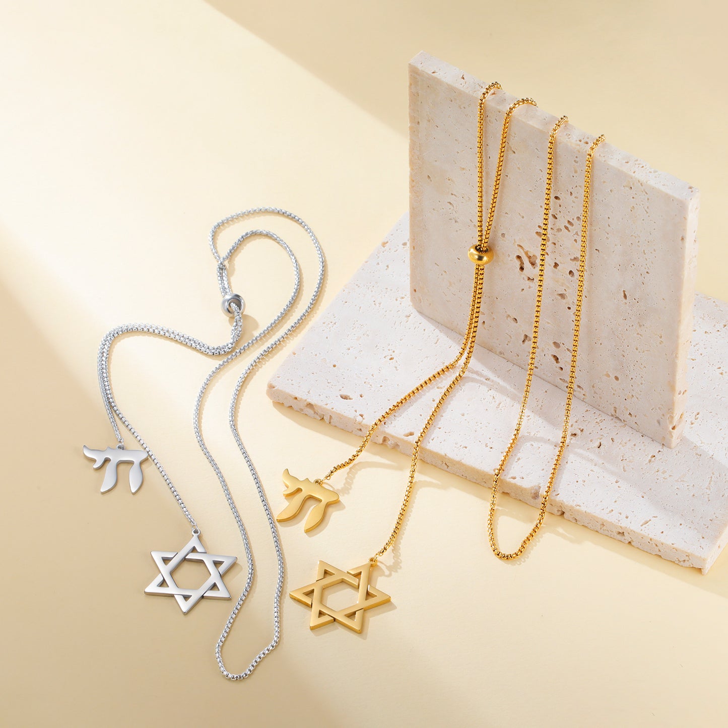 Six-pointed Star Of David Stainless Steel Hebrew Letter Symbol Necklaces