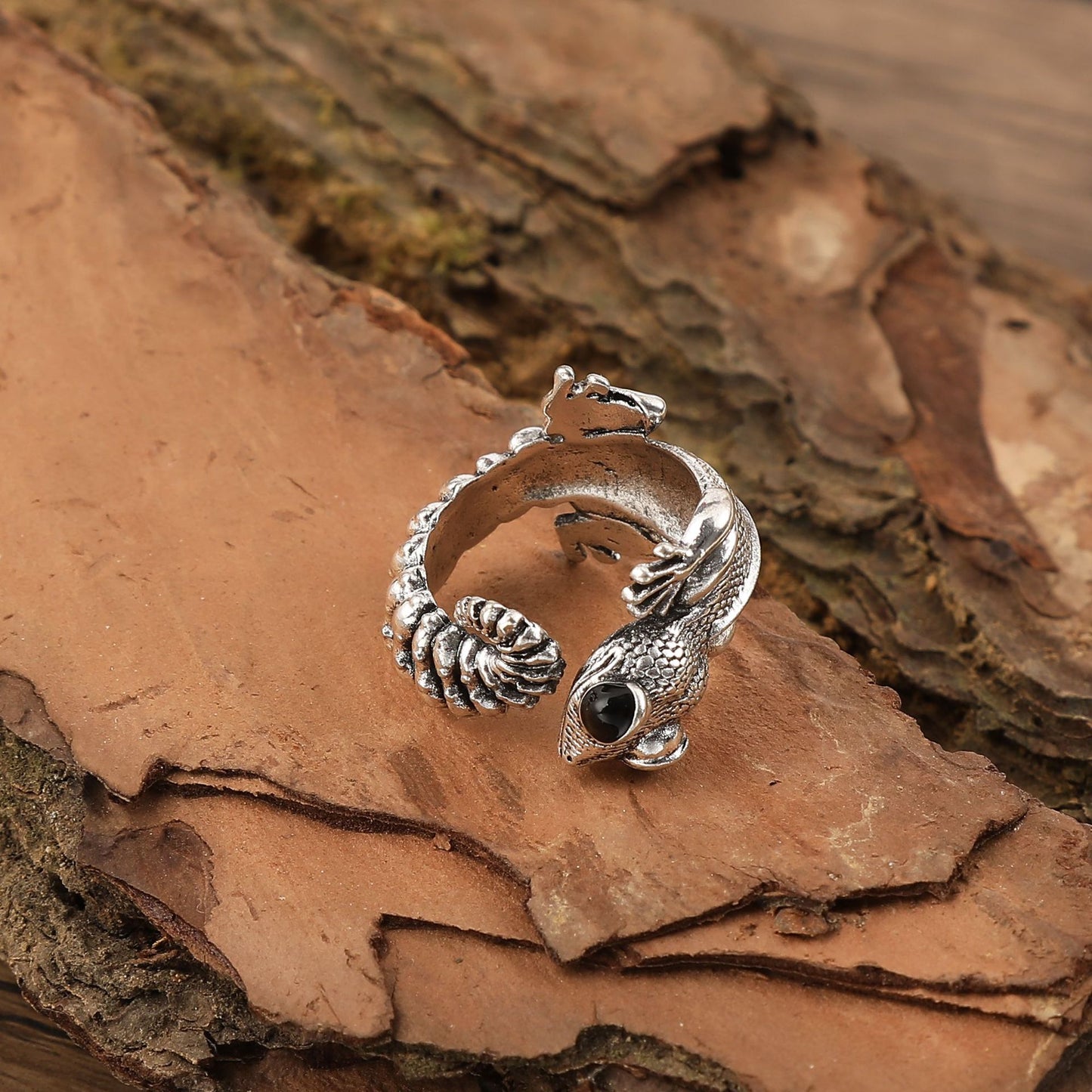 Vintage Green Lizard Open Novelty Cute Fashion Ring