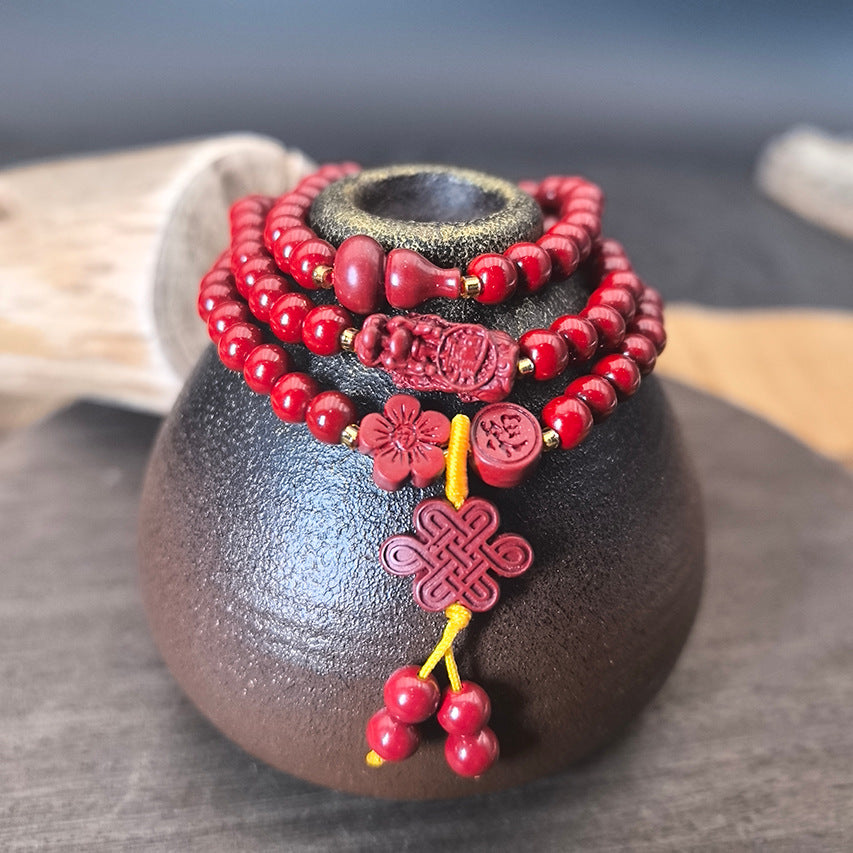 Women's Cinnabar Beads Three-circle Purple Gold Sand Bracelets