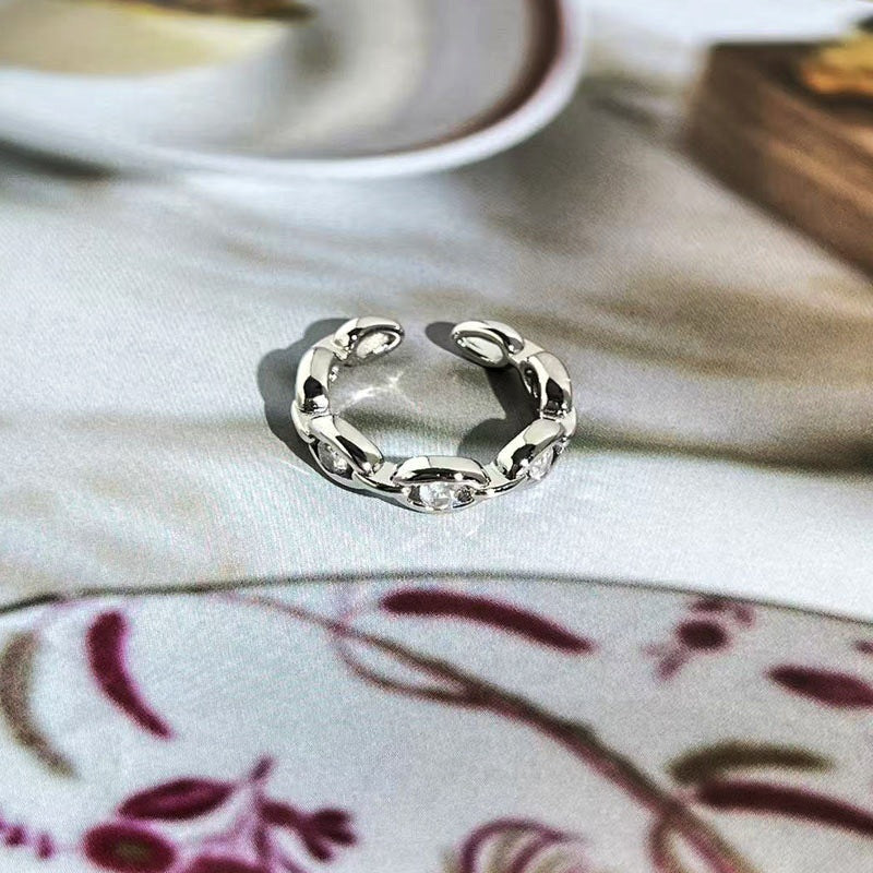 Irregular Texture Geometric Asterism Female Temperamental Minority Unique Design Index Rings