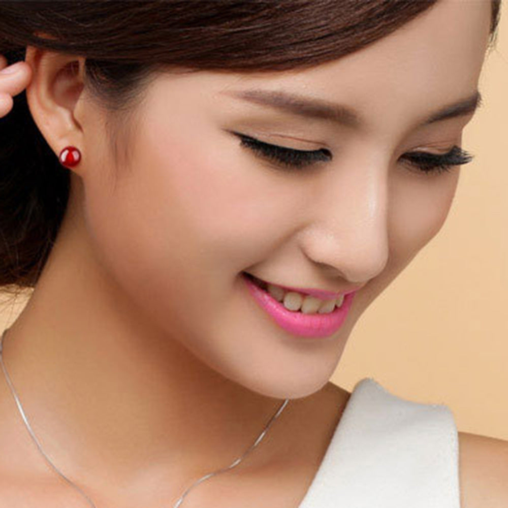 Women's Agate Ear Plated Sier-plated Korean Style Stud Earrings