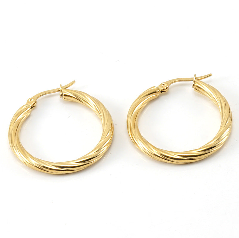 Women's Stainless Steel Twist Fashion Simple Titanium Earrings