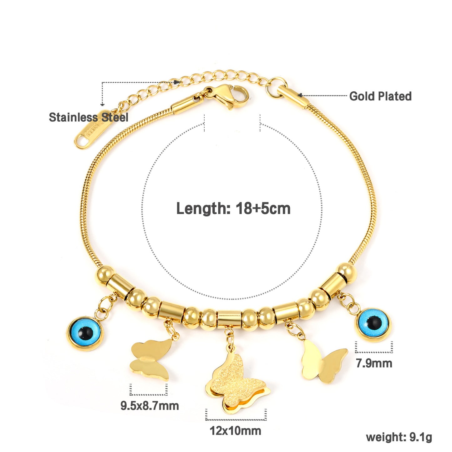 Women's Devil's Eye Niche Fashion Electroplated Metal Hand Bracelets