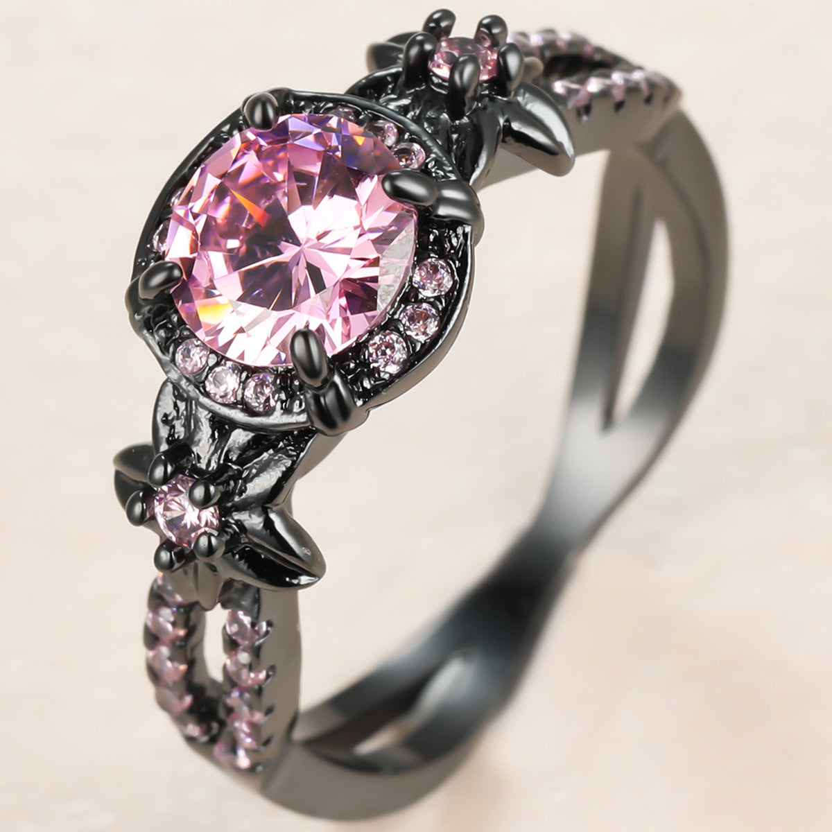 Orange Dark Black Gold Diamond Full Rings