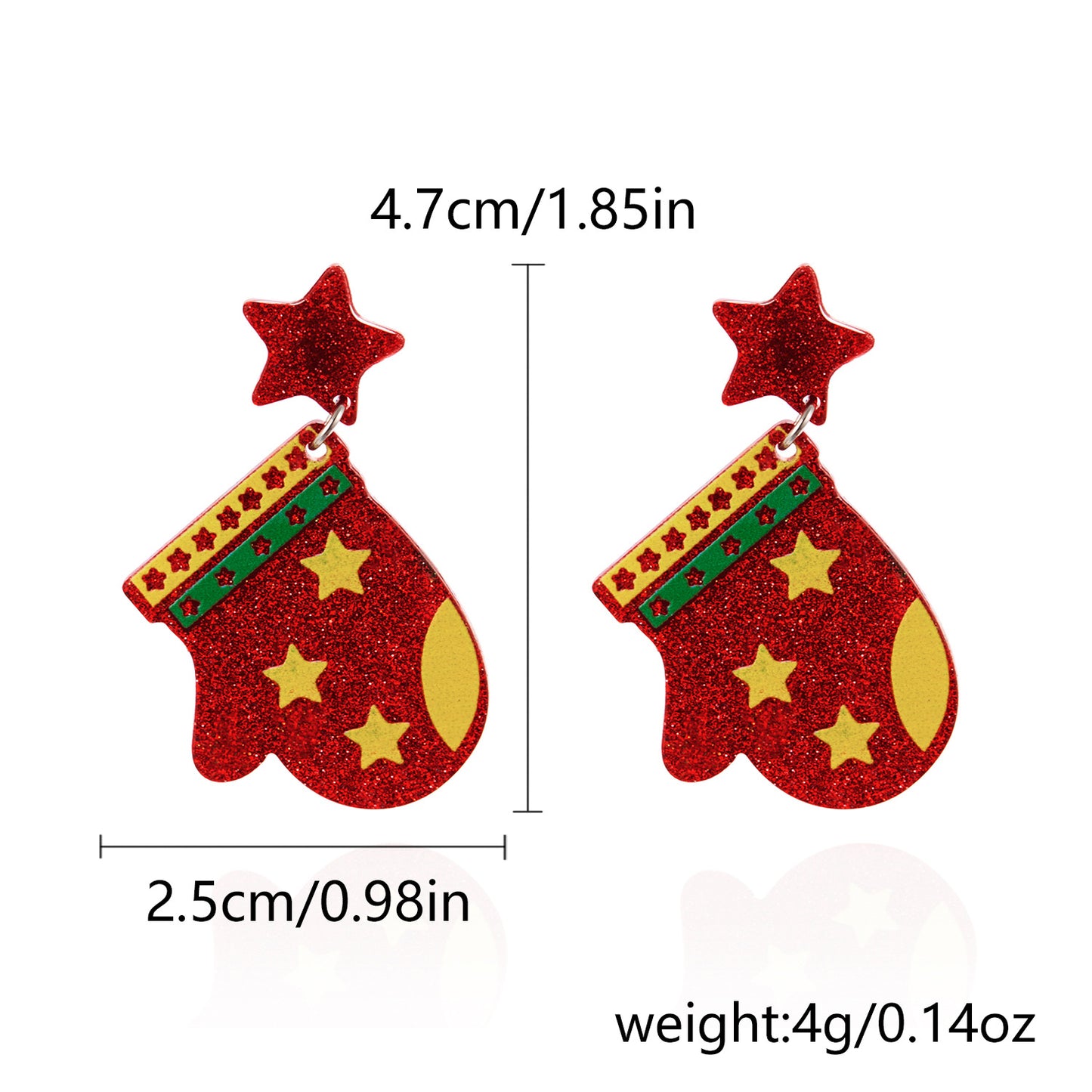 Christmas Cartoon Glitter Stockings Printing Eardrop Earrings