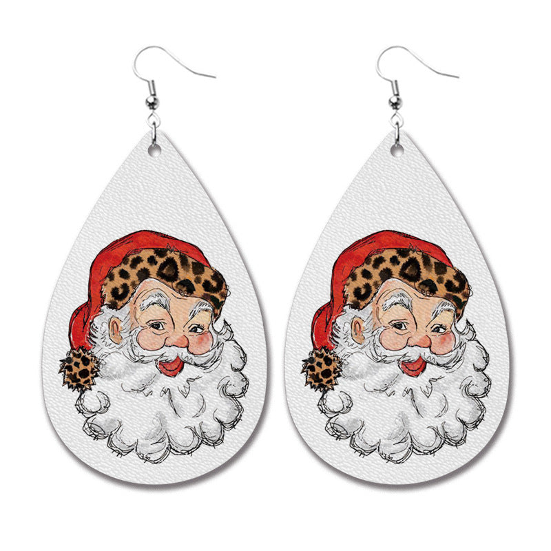 Cow Deer Santa Claus Red Black Plaid Leopard Print Earrings