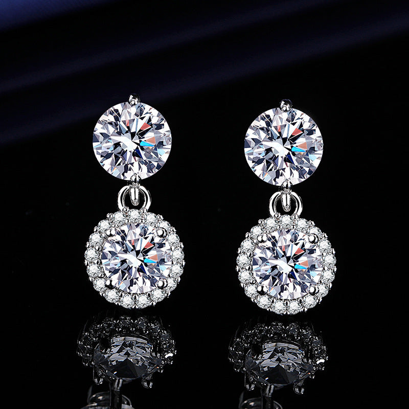 Moissanite Ear Female With Hearts Sterling Earrings
