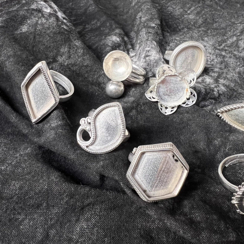 Distressed Ethnic Style Handmade Old Sier Miao Ring