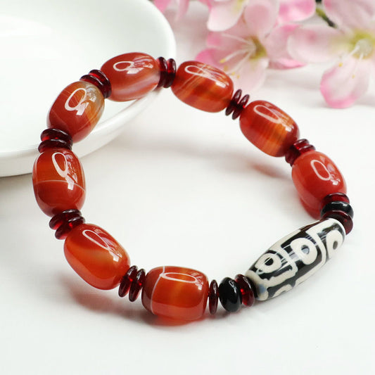 Tibet Beads Red Agate Right Rain Chalcedony Bracelet