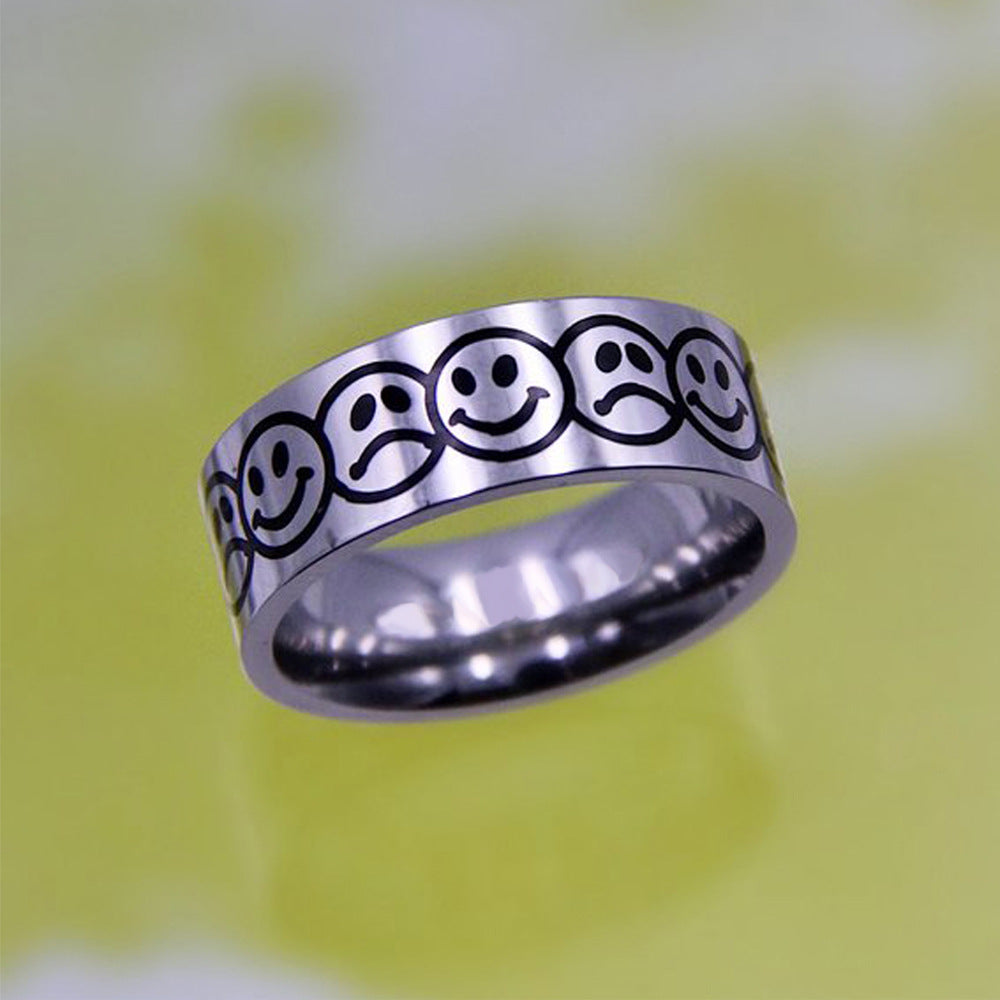 Titanium Steel Punk Rock Flame Cross Ring