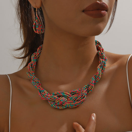 Women's Big Round Slice Beaded Bohemian Ethnic Jewelry Set