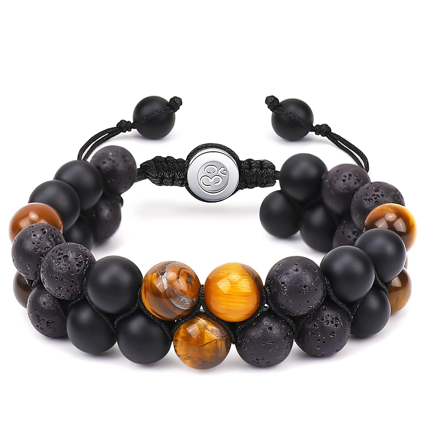Women's & Men's Cat's Eye Green Pine Red Pattern Black Silk Phantom Natural Bracelet