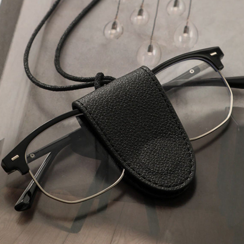 Women's Leather Long Bag Halter Portable Glasses Pendants