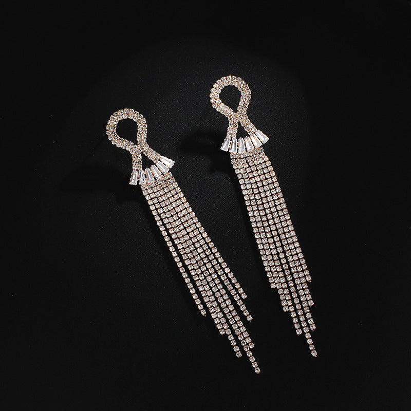Full Diamond Simple Elegant Stage Performance Stud Earrings