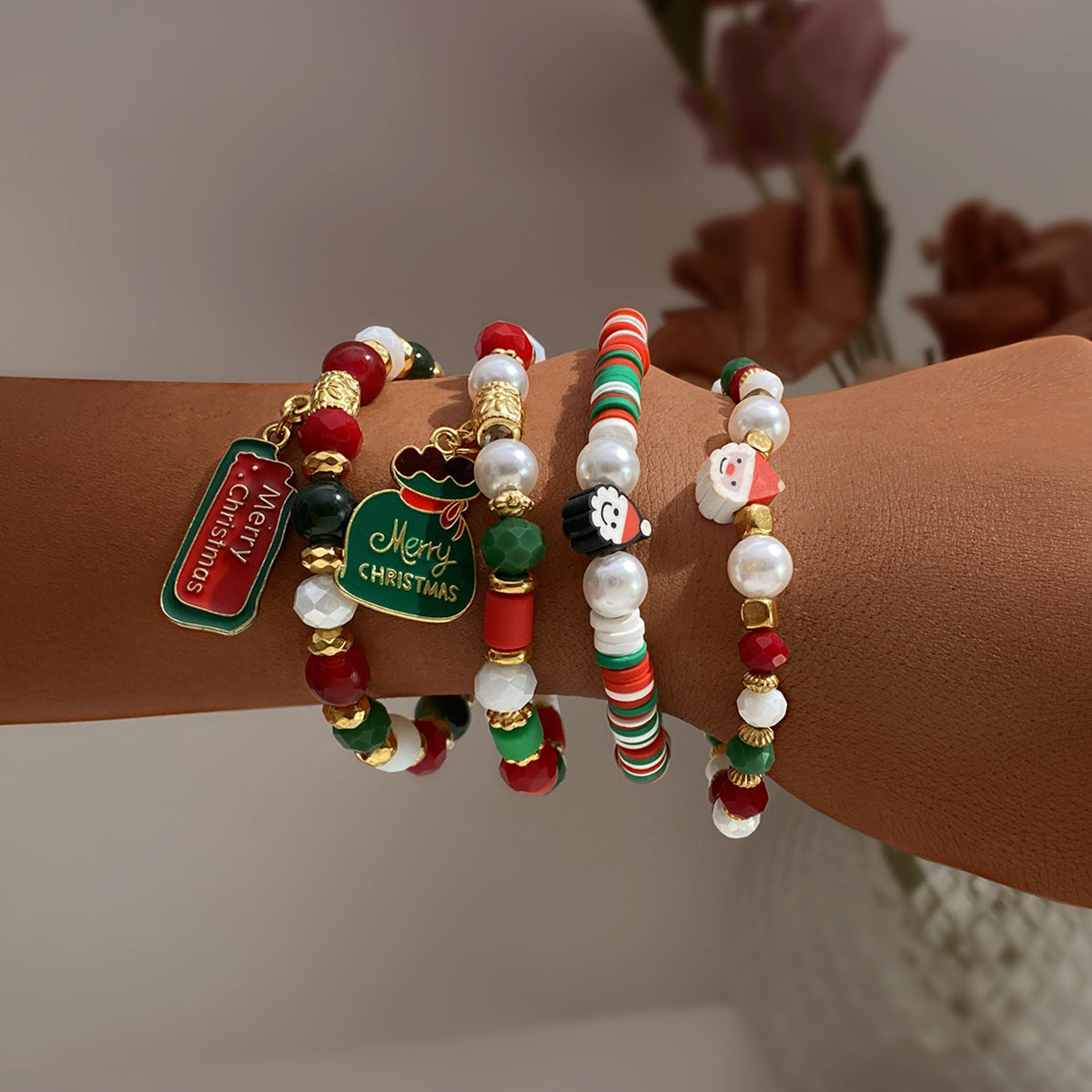 Women's Christmas Snowman Old Man High-grade Beaded Bracelets