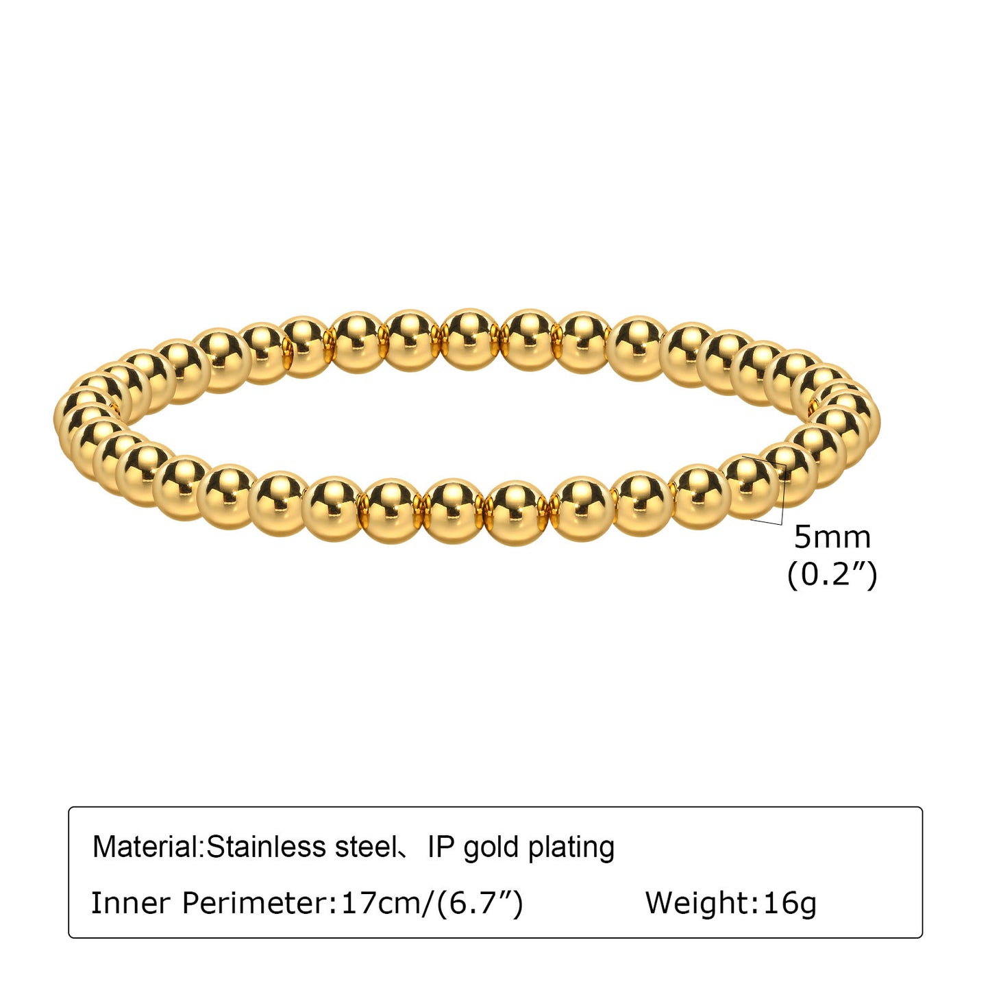 Women's Glossy Ball Beaded Golden Personality Fashion Bracelets