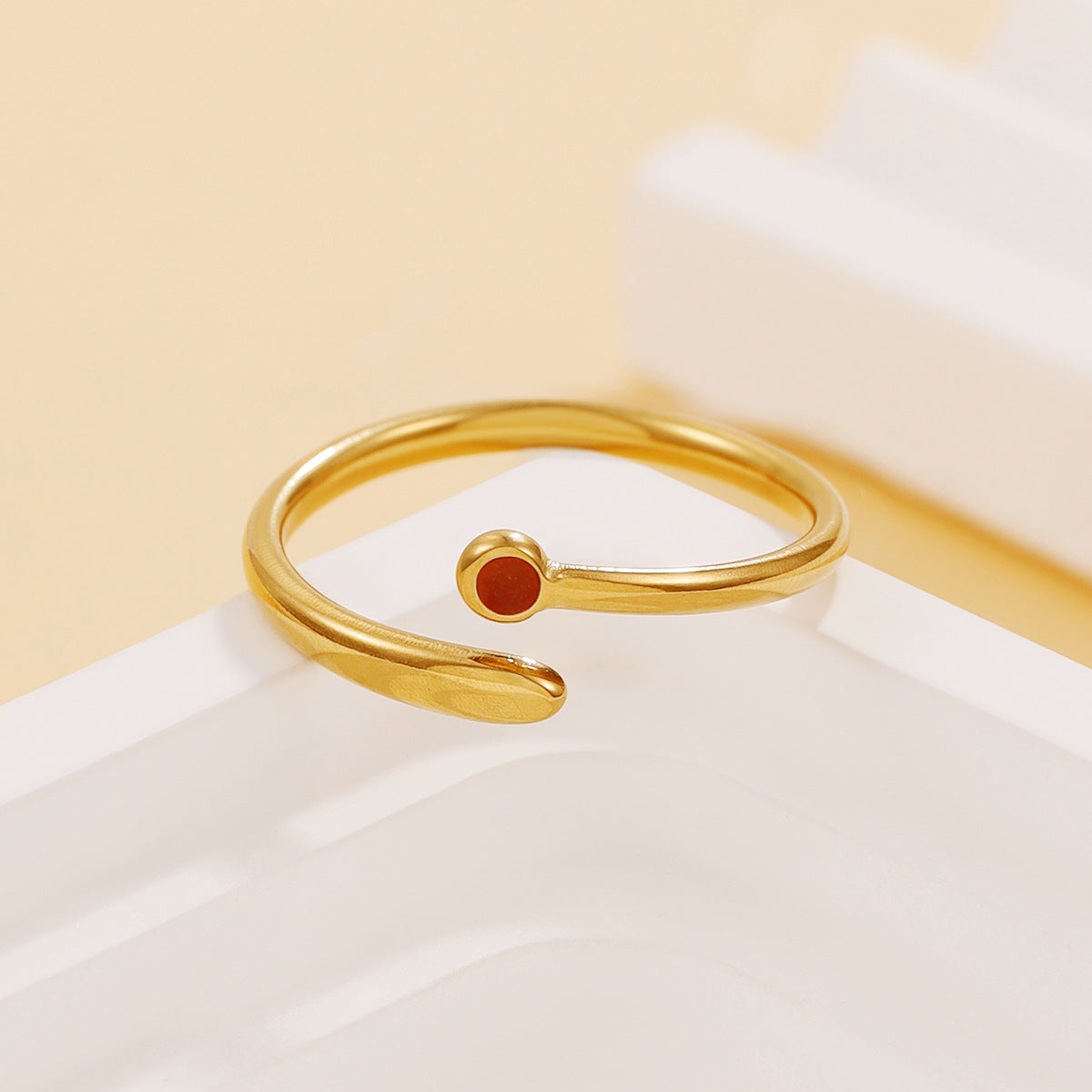 Stainless Steel Personality Style Three-color Dripping Enamel Minimalist Simple Geometric Ring