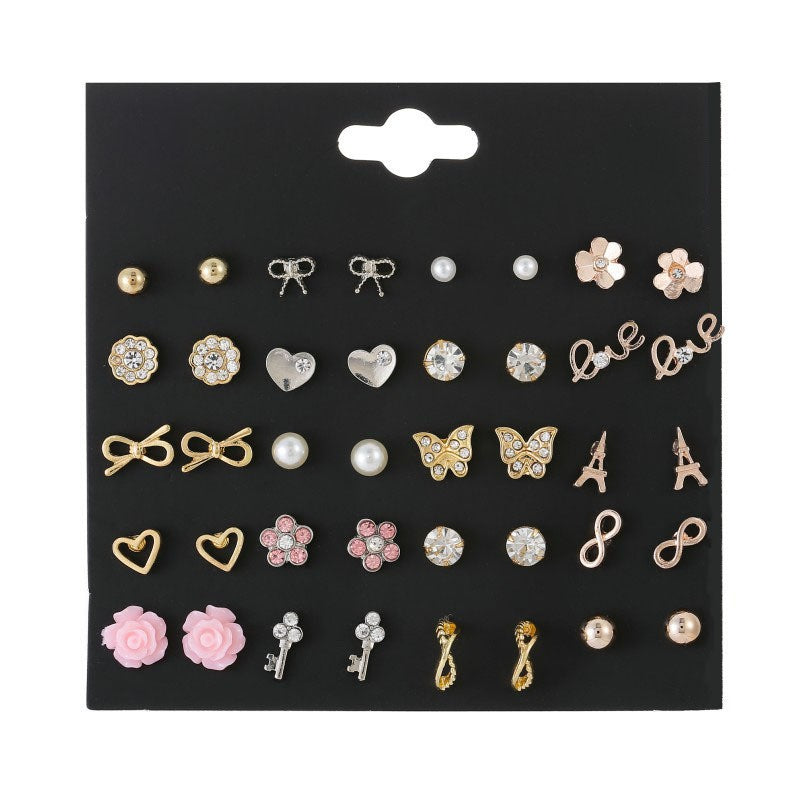 Metal Irregular Geometry Pairs Earings Vintage Pearl Earrings