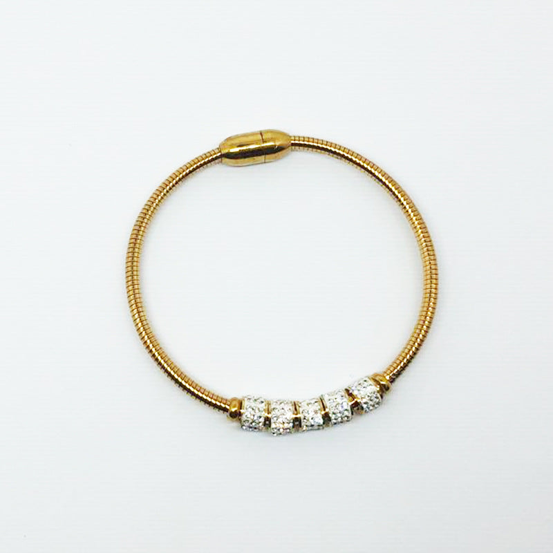 Luxury Fashion Refined Rhinestone Personality Snake Bones Chain Simple Titanium Bracelet