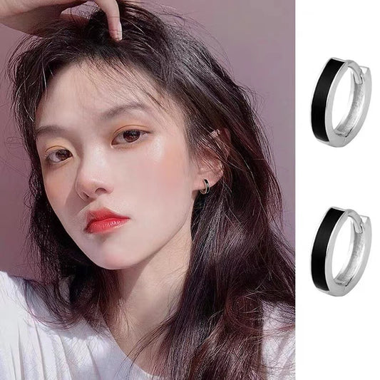 Women's & Men's White Ear Clip Korean Simple Epoxy Earrings