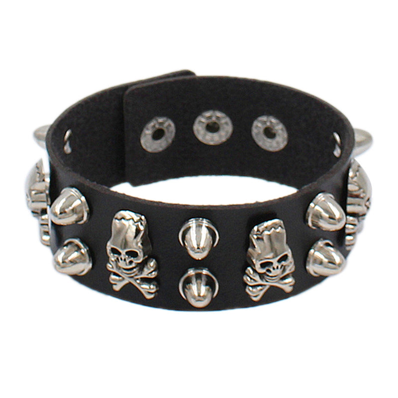 Leather Domineering Personalized Skull Rivet Punk Bracelets