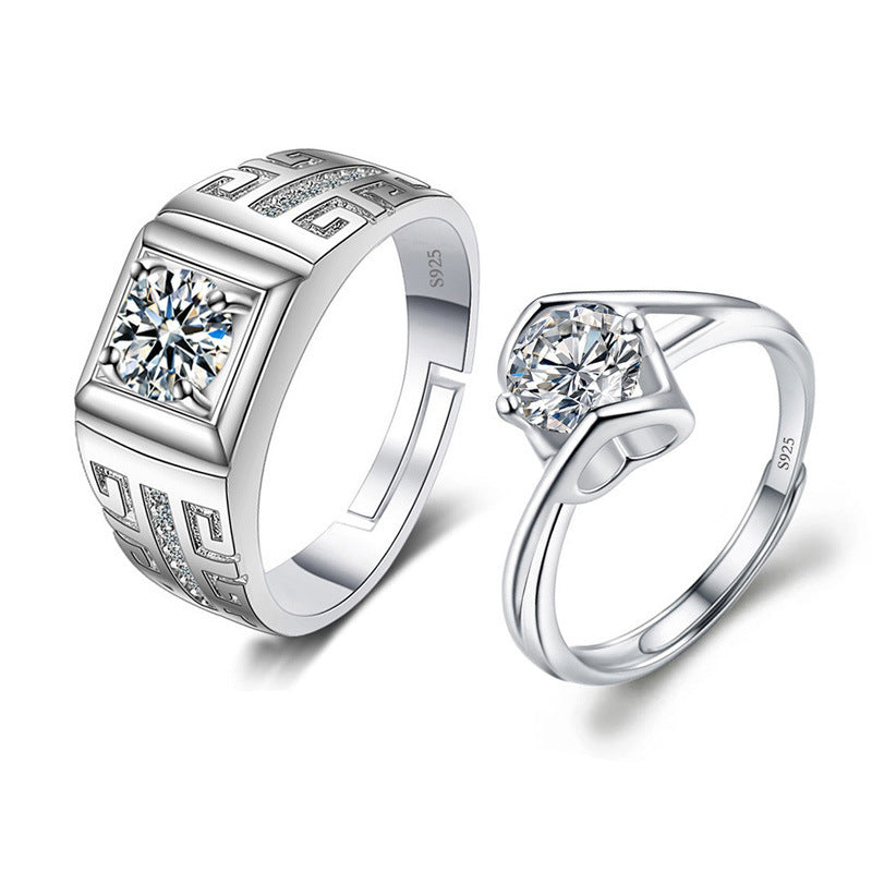 Women's Moissanite Opening Adjustable Man's Proposal Wedding Rings
