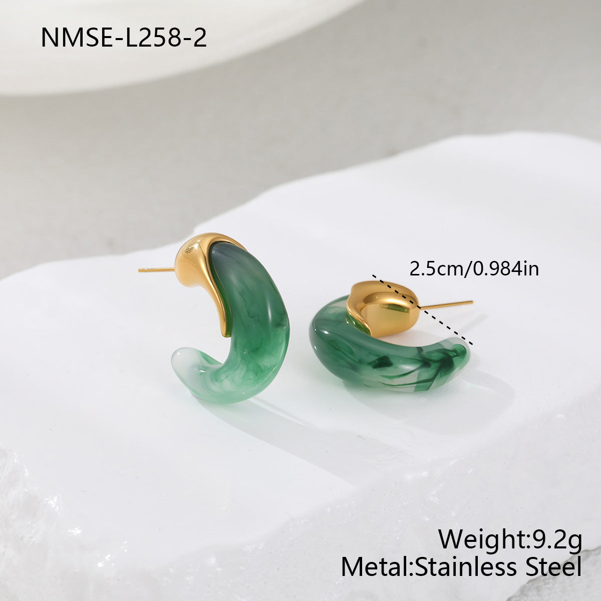 Retro Exquisite Type Resin High-grade Stainless Steel Versatile Earrings