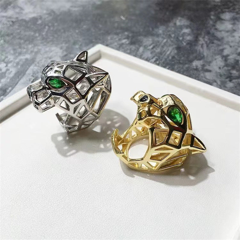 Hollow Tiger Head Female Couple Luxurious Rings