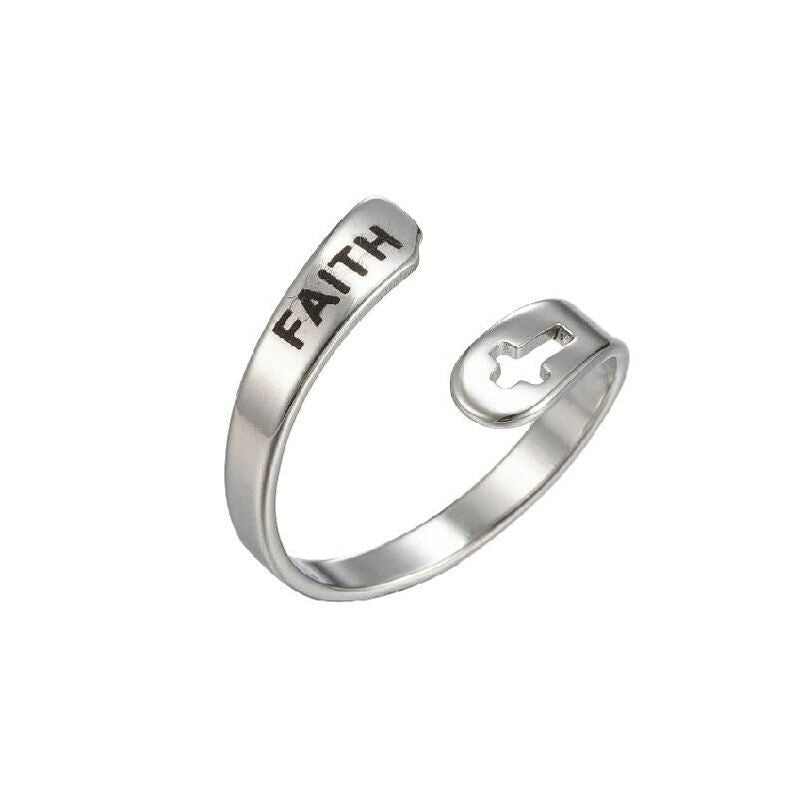 Women's Design Double Layer Letters Retro Hollow Cross Ring