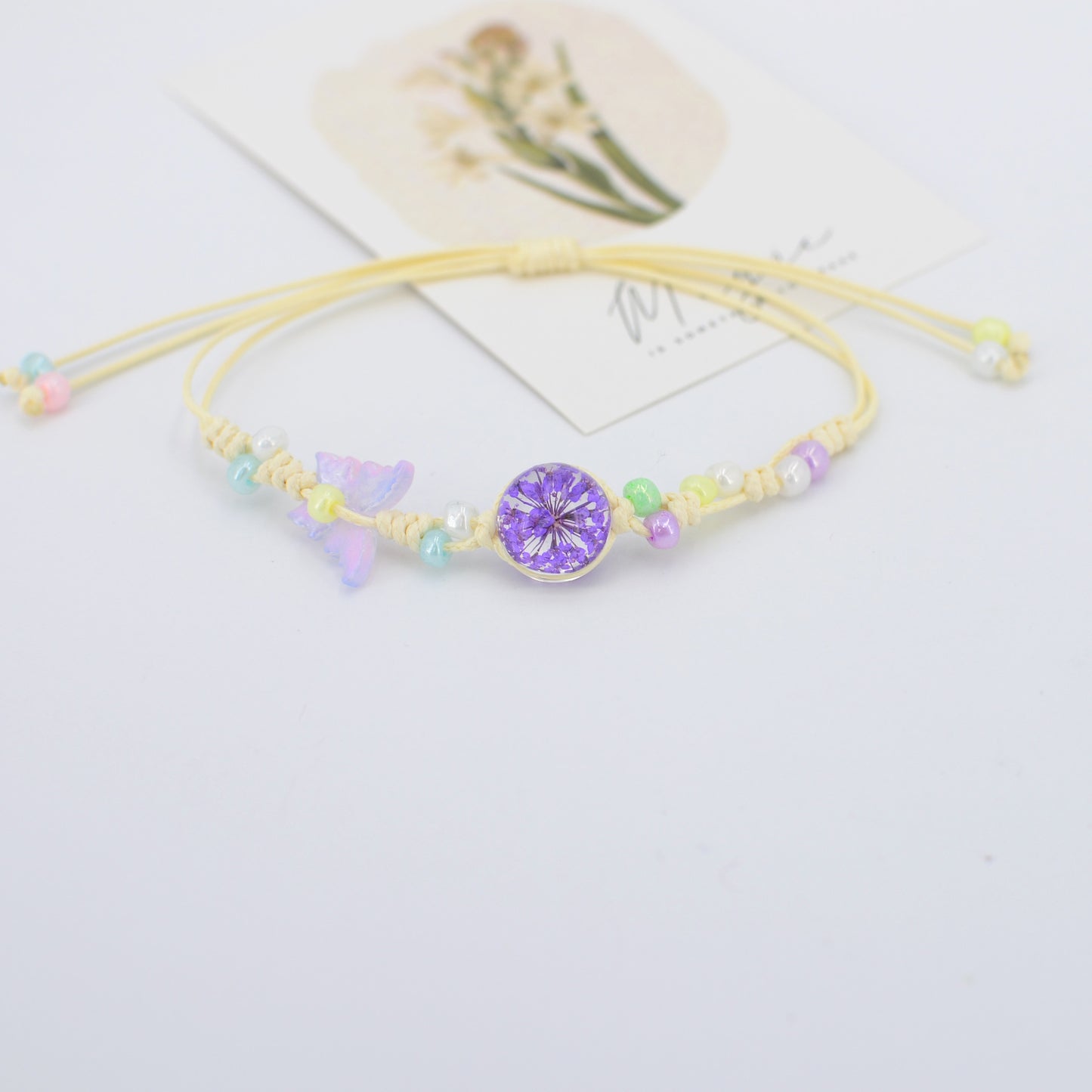 Dried Flower Preserved Fresh Real Butterfly Bracelet
