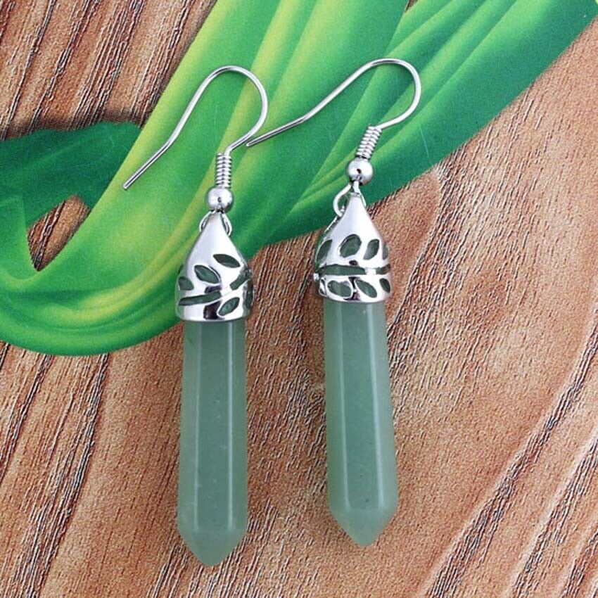 Fashion Personalized Natural Crystal Gemstone Hexagon Earrings