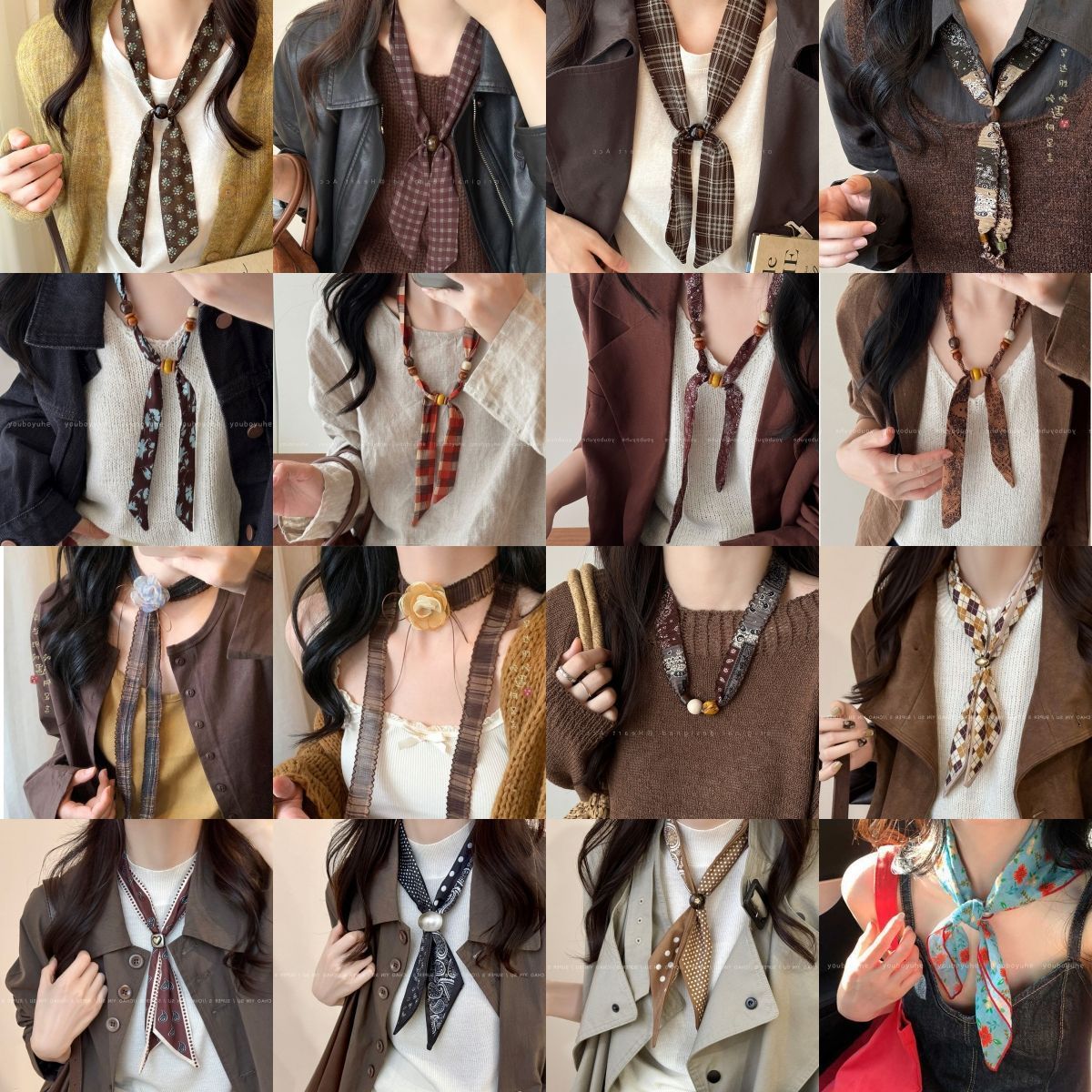 Color Green Shivering Scarf Female Niche Pull-out Long Sweater Chain Necklace