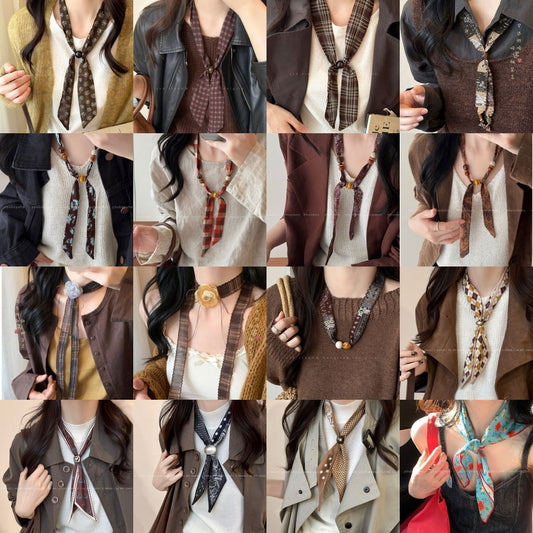Color Green Shivering Scarf Female Niche Pull-out Long Sweater Chain Necklace