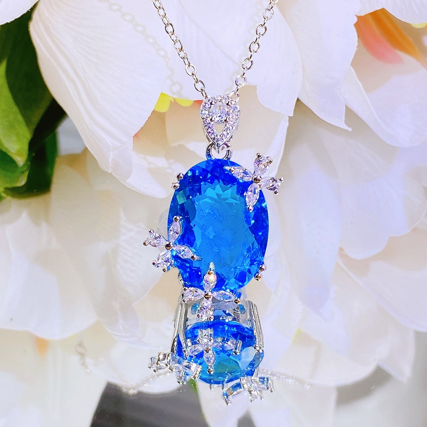 Live Broadcast Fairy Butterfly Design Candy Series Aquamarine Female Jewelry Set
