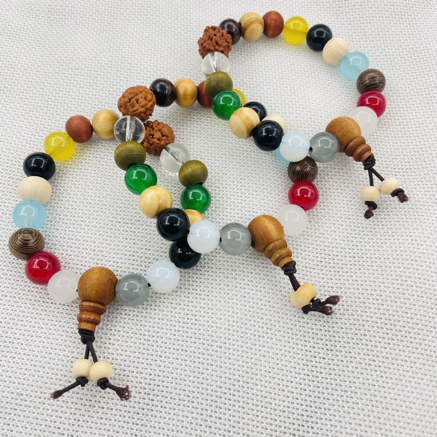 Women's & Men's Ethnic Style Wooden Beaded Six Words Mantra Bracelets