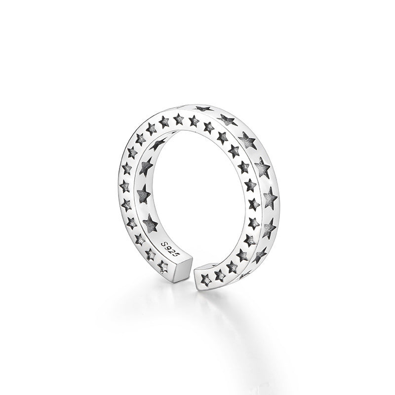 Women's & Men's Thai Sier Retro Five-pointed Star Totem Rings