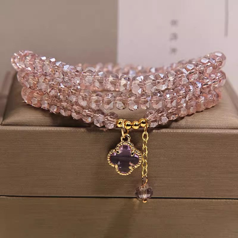 Women's Citrine Abacus Beads Light Luxury Minority Exquisite Four-leaf Clover Money Bracelets