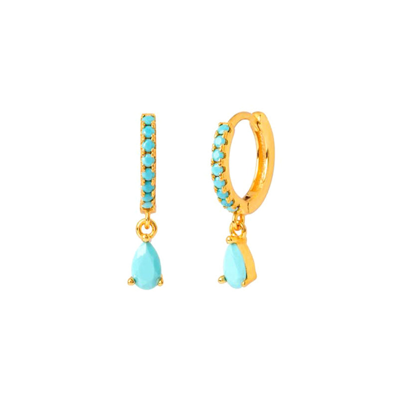 Light Luxury Sier Needle Geometric Ear Female Water Drop Leaf Stud Earrings