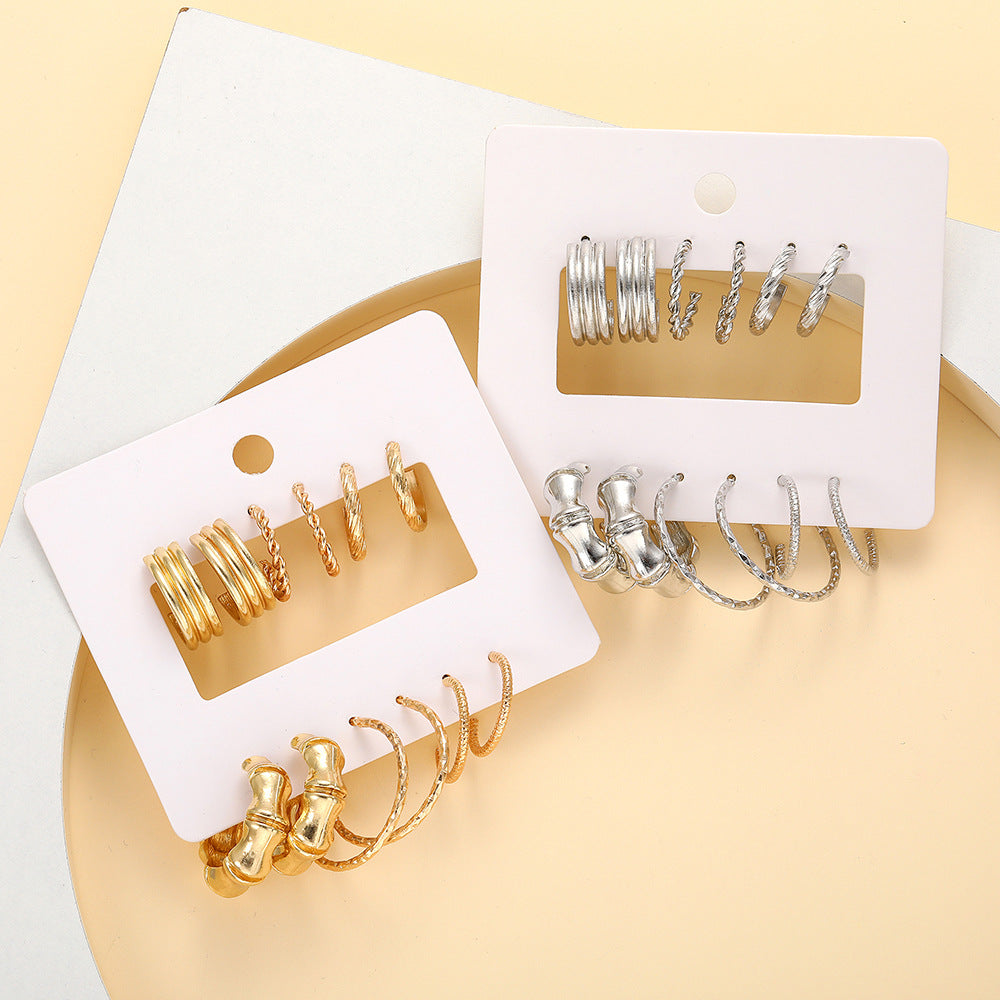 Women's Creative Simple Elegant Bamboo Alloy Metallic Generous Earrings