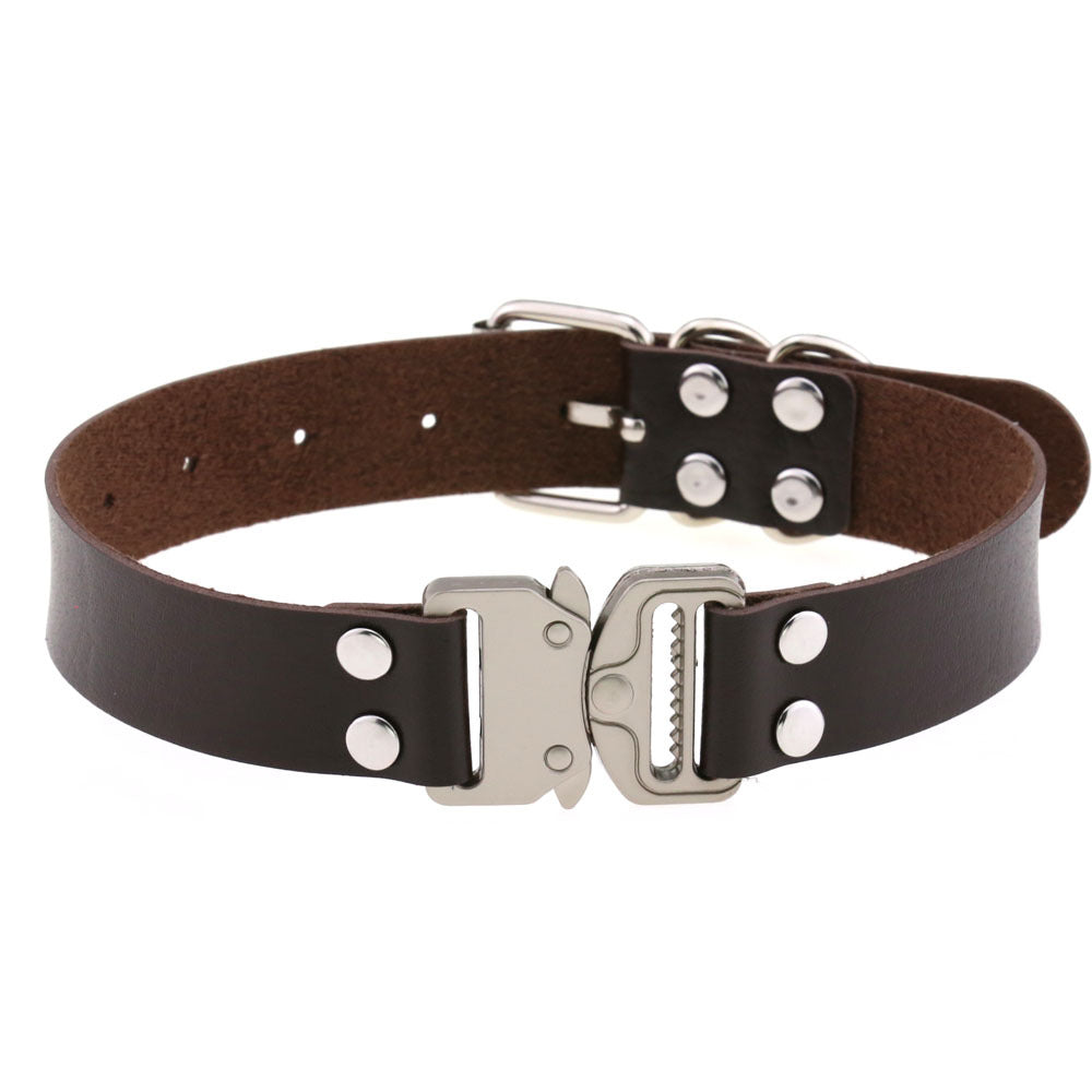 Simple Release Buckle Clavicle Creative Classic Pin Leather Collar