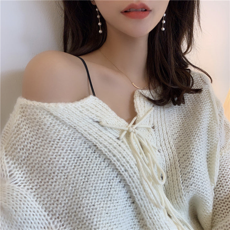 Women's Sier Fashion Elegant Pearl Long Suitable For Earrings