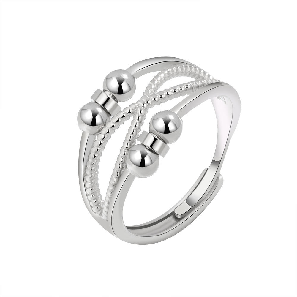 Women's Anxiety Spinning Opening Adjustable Rotating Flower Little Ring